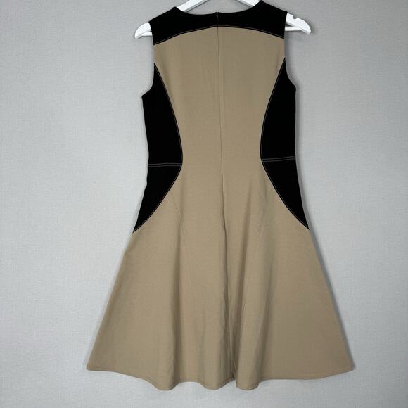 Ann Taylor Womens Dress 8 Tan Colorblock Ponte Knit Slimming Career Old Money - Picture 9 of 13